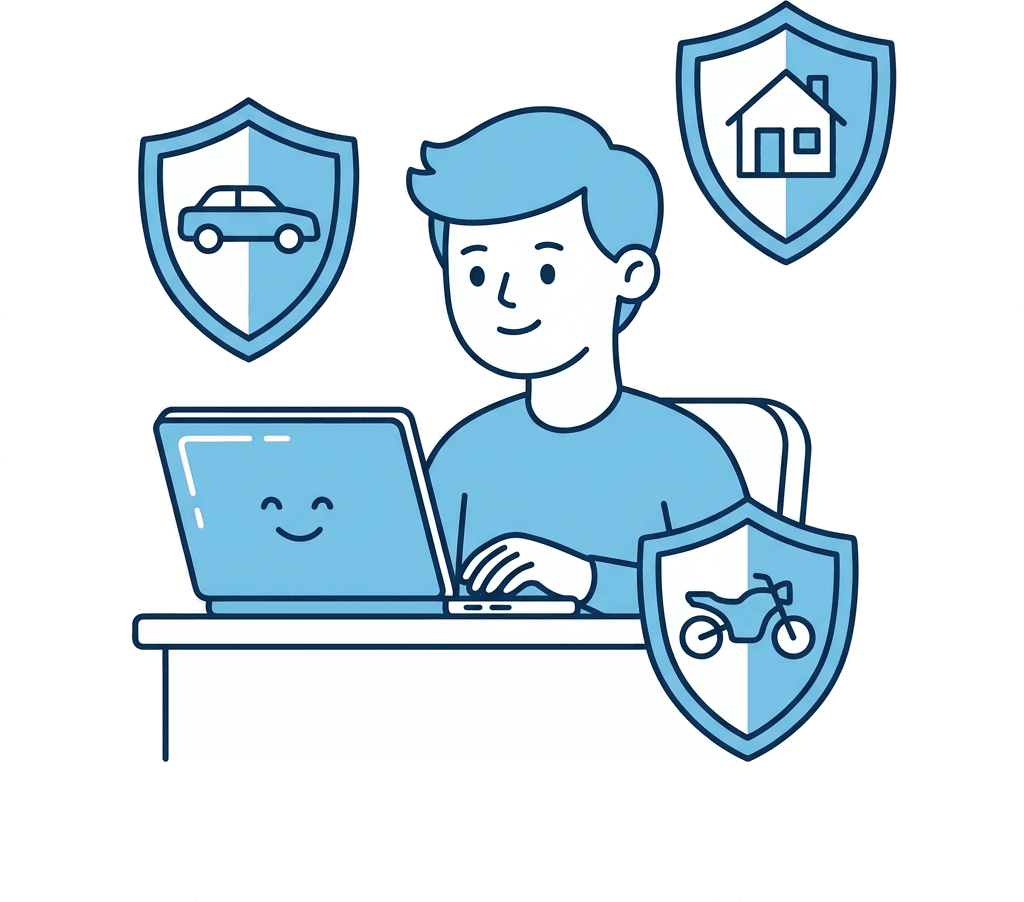 Persona cotizando seguros de auto, hogar y moto online
